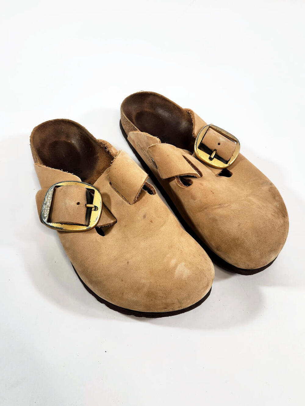 Birkenstock Tan Suede Cork Footbed Clogs/Mules